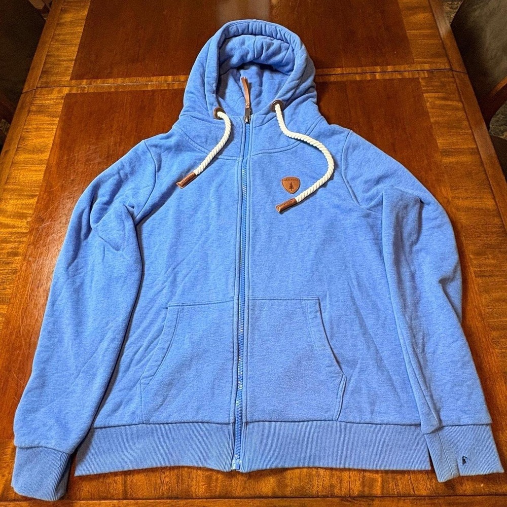 Wanakome Blue Full Zip Hoodie XL Rope Drawstring Heavyweight
